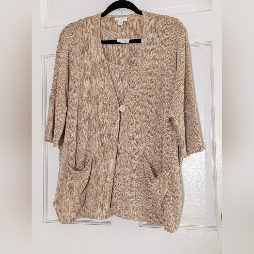 Pure Jill Linen Blend Cardigan & Tank Set Size Medium - Picture 2 of 6